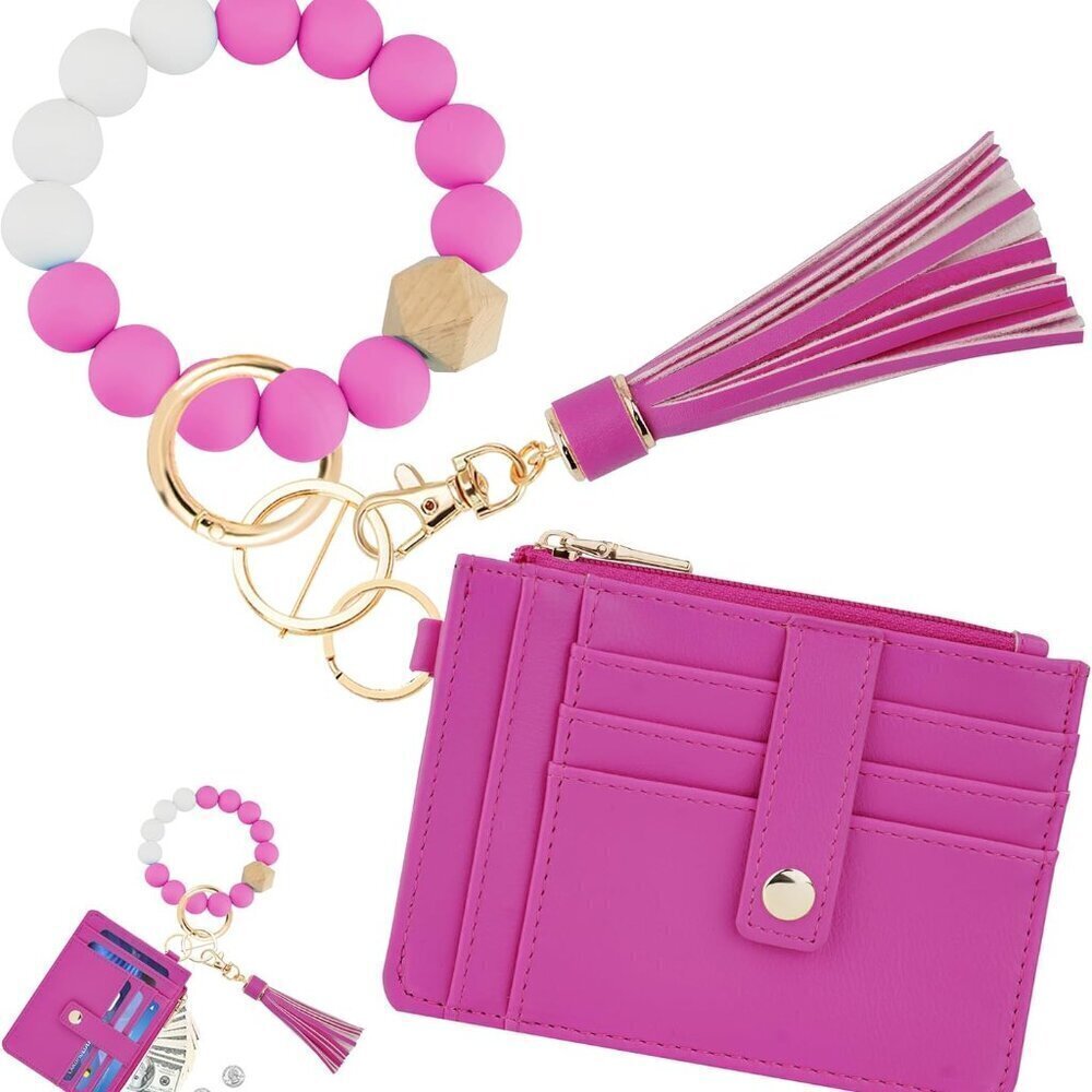 Wallet Keychain Wristlet RFID Card Holder Purse for Women Men Gift